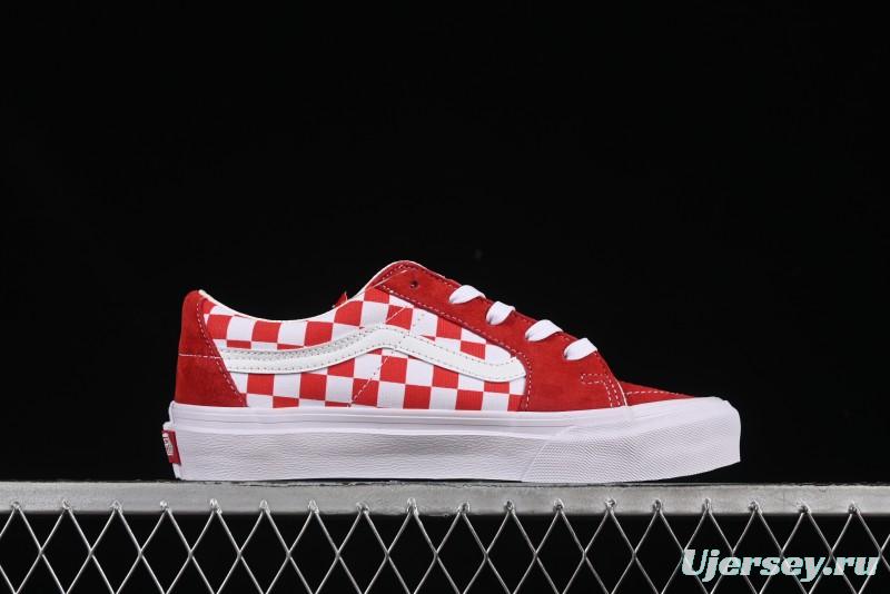 Vans Sk8-Low White Red Checkerboard Slip-Resistant Casual Skate Shoes - VN0A4UUK4W9