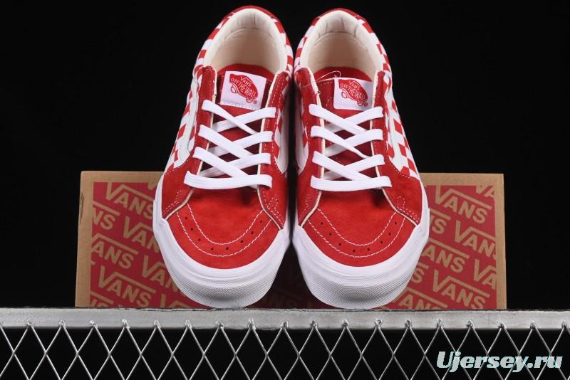 Vans Sk8-Low White Red Checkerboard Slip-Resistant Casual Skate Shoes - VN0A4UUK4W9