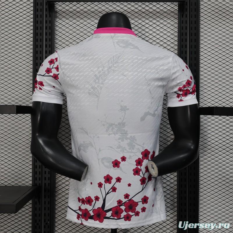 Player Version 2025 Japan White with Blue and Red Bird Jersey