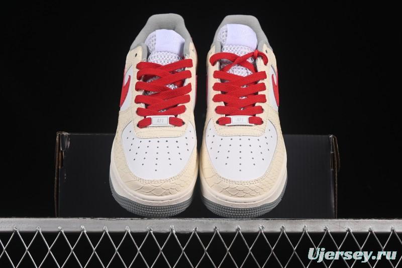 Nike Air Force 1'07 Low Snake Year Themed Casual Sneakers with Full-Length Air Cushion - DX2678-100