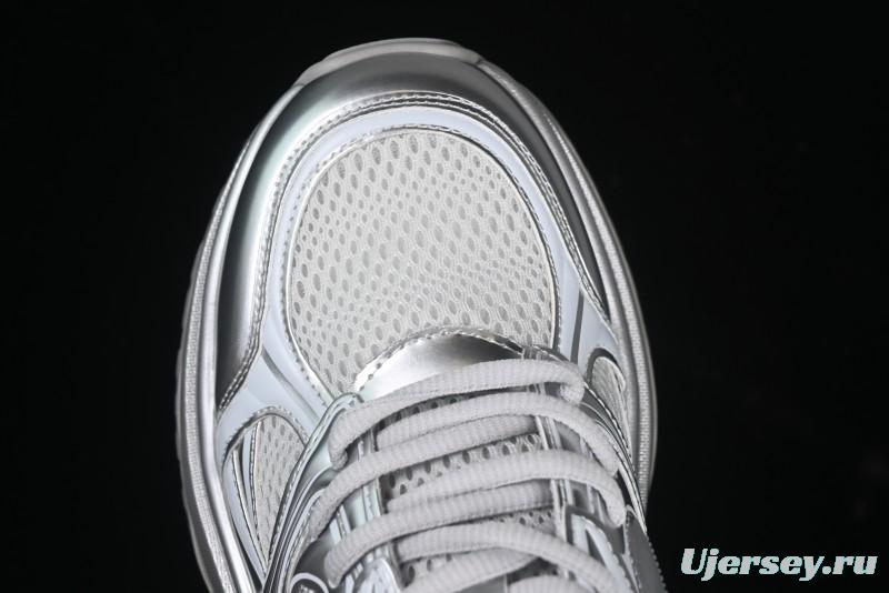 GG-CC Chunky Low Casual Fashion Sneakers with Thick Sole and Height Increasing Design - 2607 Silver