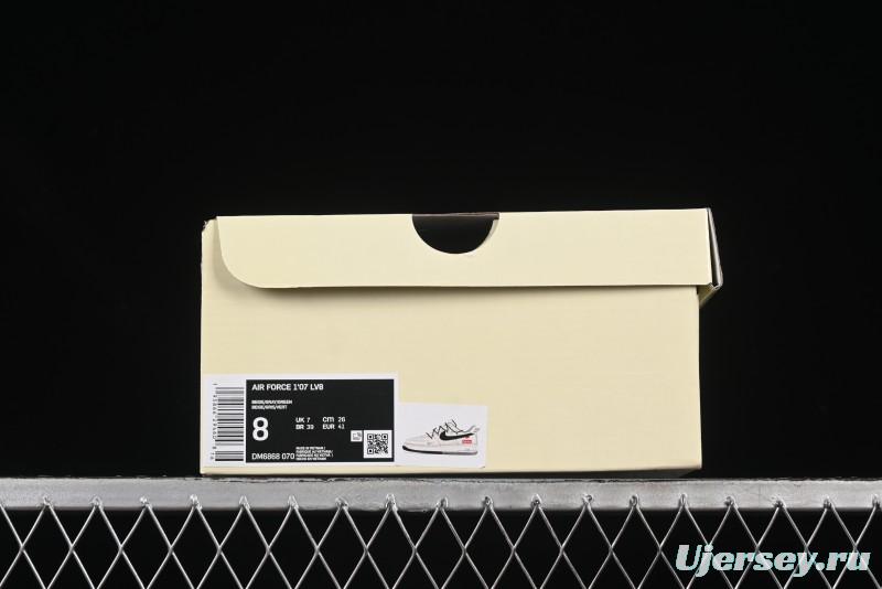 Nike Air Force 1'07 Low Supreme Collaboration Dual-Tone Grey Green Lace-Up Casual Sneakers - DM6868-070