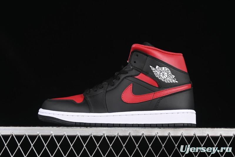 Nike Air Jordan 1 Mid AJ1 Black Red Mid-Top Casual Sneakers - DQ8426-067