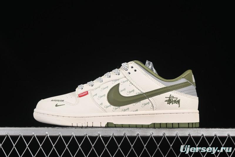 Nike SB Dunk Low Stussy Collaboration 3D Green Swoosh Anniversary Custom Low-Top Skate Shoes - XS6089-538