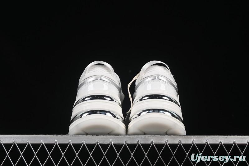 GG-CC Chunky Low Casual Fashion Sneakers with Thick Sole and Height Increasing Design - 2607 White