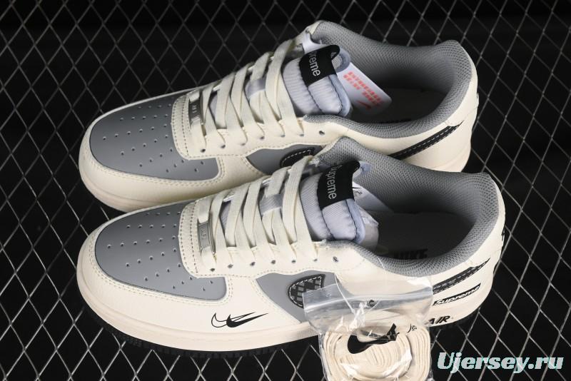 Nike Air Force 1 '07 Low Supreme Collaboration Beige Gray Building Blocks Casual Sneakers - XS1958-568