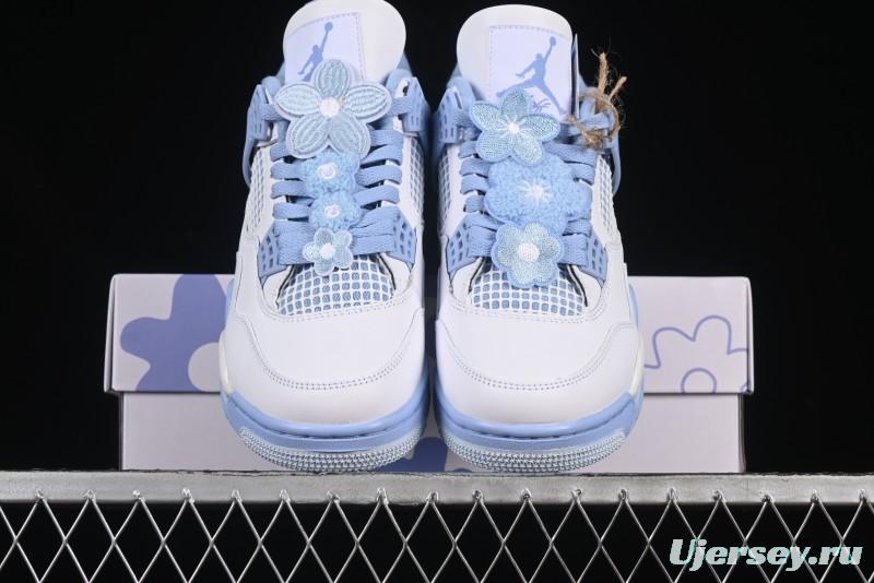 Nike Air Jordan 4 Retro "Forget Me Not" Mothers Day Sneakers with Floral Accents - HV0823-100