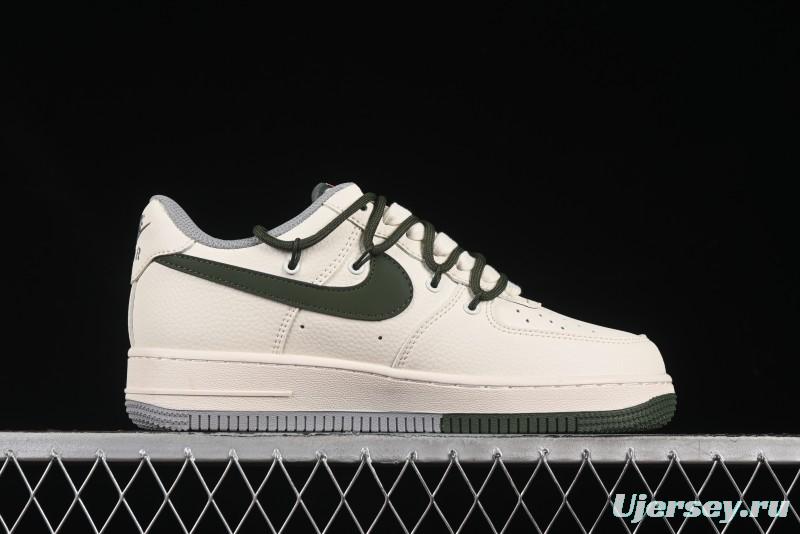 Nike Air Force 1'07 Low Supreme Collaboration Dual-Tone Grey Green Lace-Up Casual Sneakers - DM6868-070