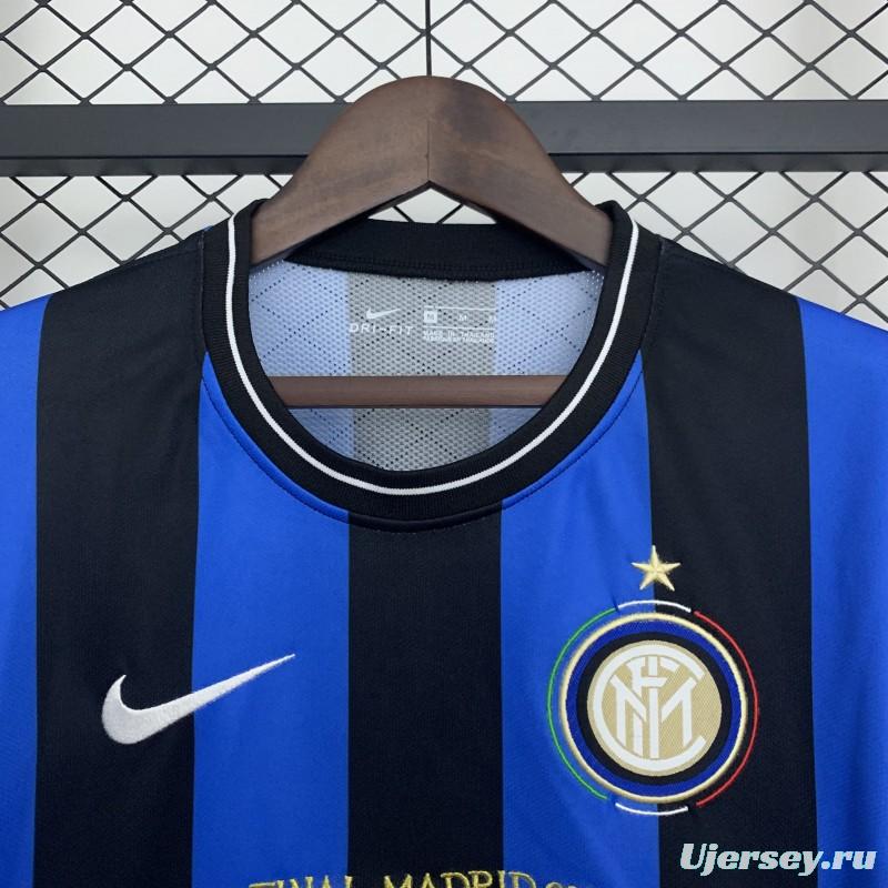 09/10 Retro Inter Milan Long Sleeves Champions League Edition Home Jersey