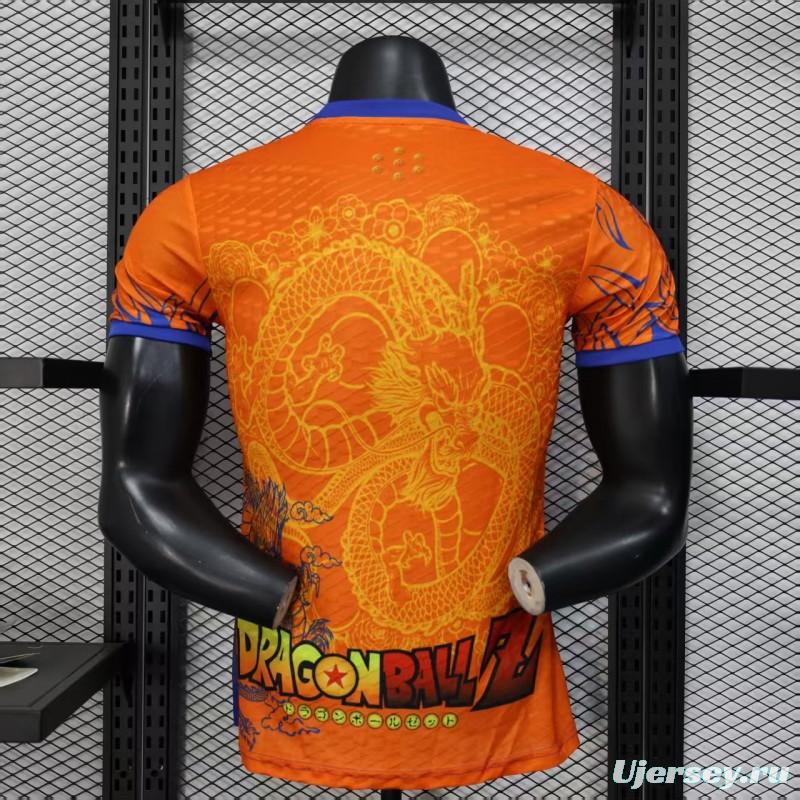 Player Version 2025 Japan Orange with Dragon Ball Z Vegeta Character Jersey