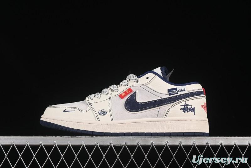 Nike Air Jordan 1 Low AJ1 Year of the Snake Limited Edition Blue Hook Woven Custom High-End Retro Basketball Shoes - YX5066-316