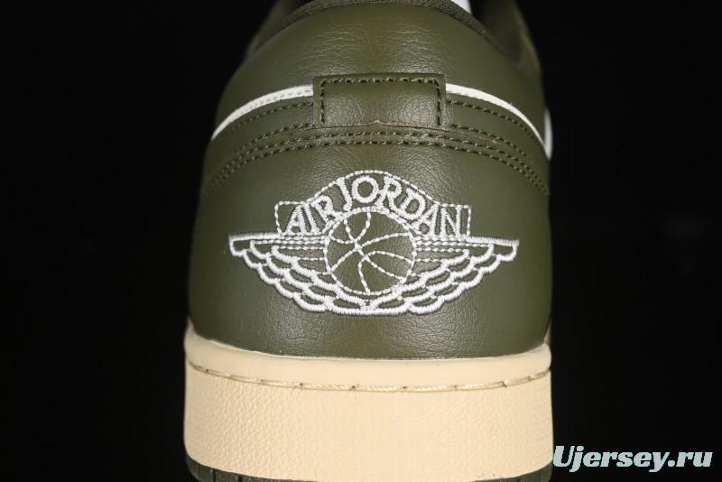 Nike Air Jordan 1 Low AJ1 Military Green White Casual Lifestyle Sneakers - DC0774-122