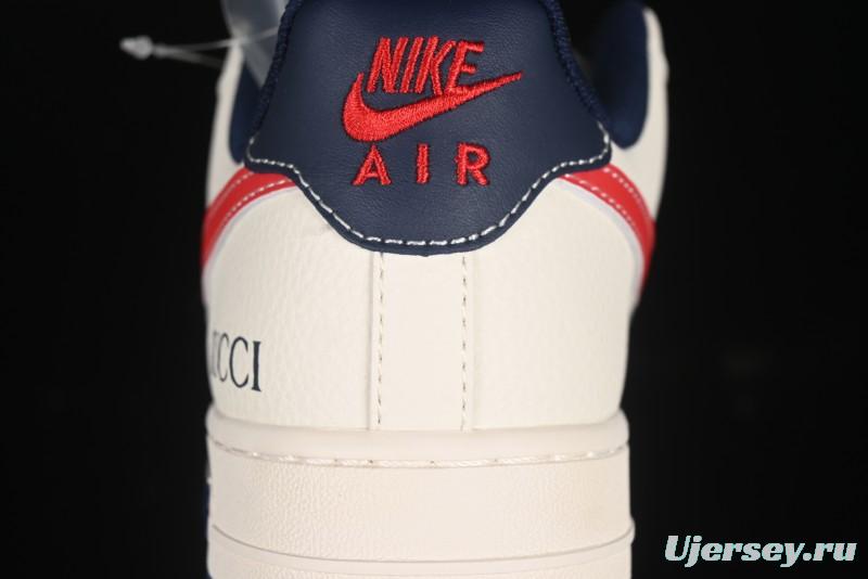 Nike Air Force 1'07 Low Gucci Collaboration Blue Red Swoosh Casual Sneakers - JJ2508-713