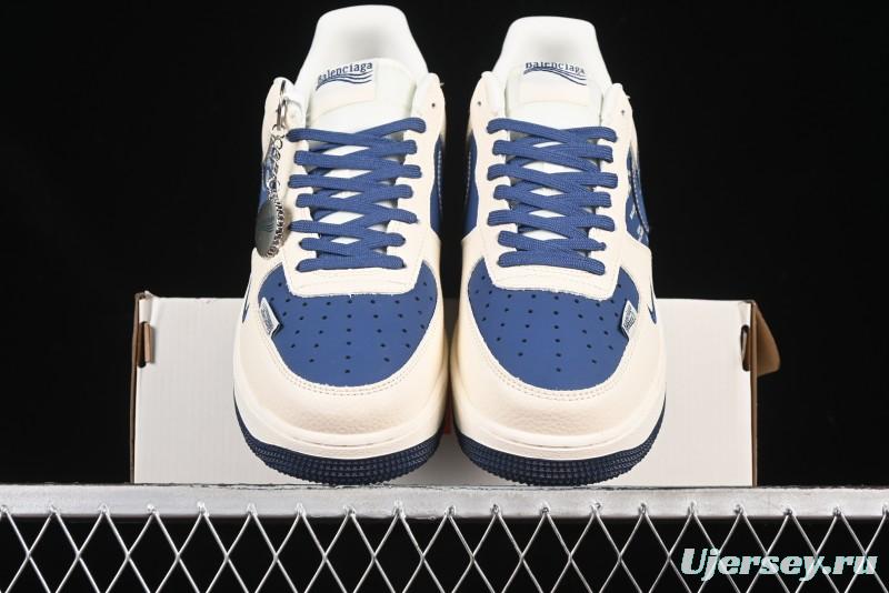 Nike Air Force 1'07 Low Balenciaga Collaboration Blue Woven Label Low-Top Casual Sneakers - DF0188-062