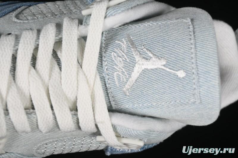 Nike Air Jordan 4 Retro Denim "Worn Blue" Sneakers with Distressed Wash Finish - IB6716-100