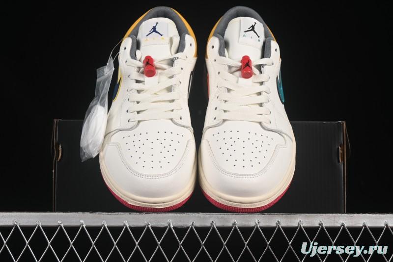 Nike Air Jordan 1 Low AJ1 Mismatched Swoosh Casual Sneakers - HV4511-133