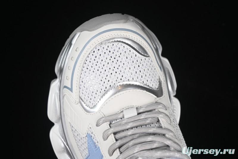 GG-CC Star Same Style Lace-Up Hollow Out Dad Shoes with 5cm Hidden Height Increase - G25X269 White Blue