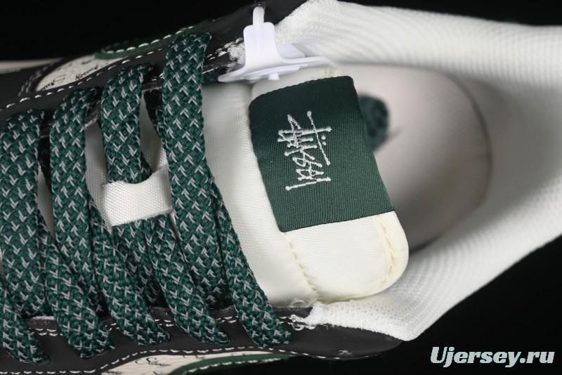 Nike Air Force 1 '07 Low Stussy Collaboration Black Green Swoosh Casual Sneakers - XS1958-572