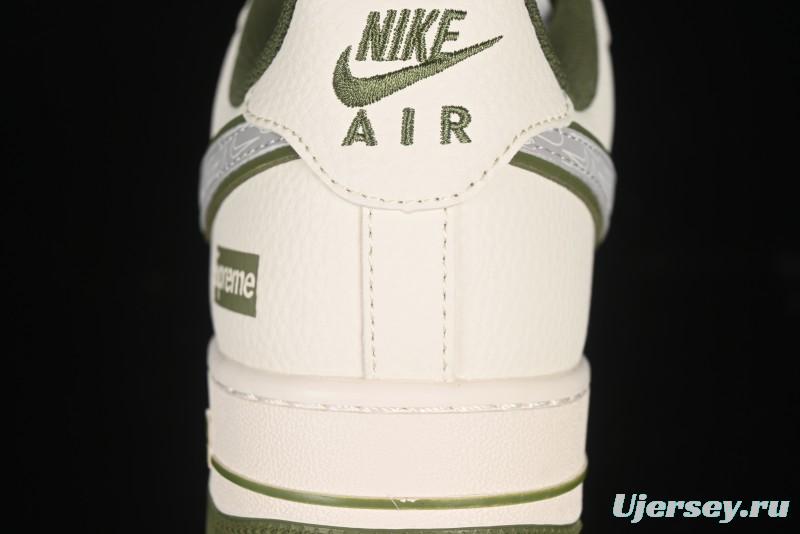 Nike Air Force 1 '07 Low Supreme Collaboration Military Green Multi Swoosh Casual Sneakers - XX3168-148