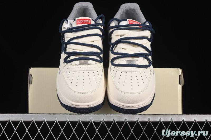 Nike Air Force 1 '07 Low Supreme Collaboration Two-Tone Blue Grey Lace-Up Casual Sneakers - DM6868-068