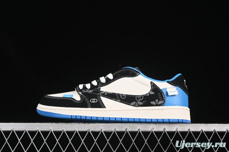 Nike Travis Scott x Fragment Design x Air Jordan 1 Low OG SP AJ1 Collaboration Sneakers in Blue/Black - XS2024-037