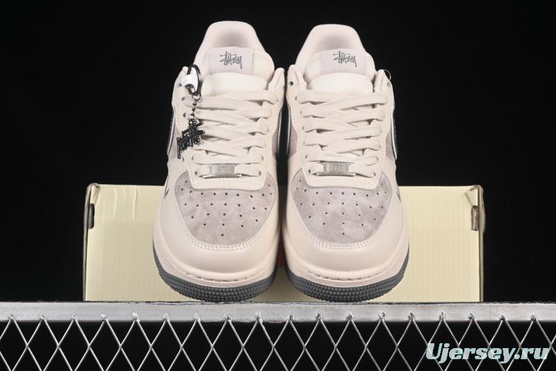 Nike Air Force 1 '07 Low Stussy Collaboration Pig Grey Swoosh Grey Sole Casual Sneakers - XX3168-126