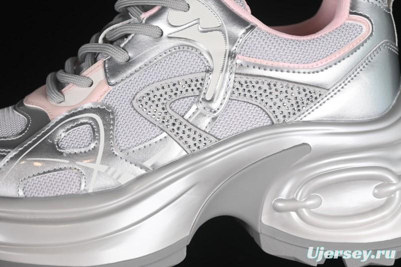GG-CC 25ss New Platform Chunky Sneakers with 7CM Height Increase and Irregular Design - 668-2 Silver