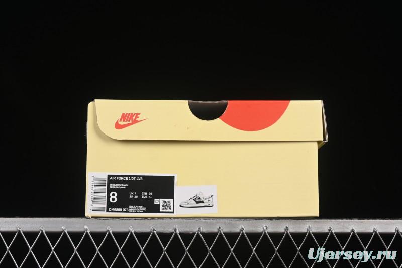 Nike Air Force 1 '07 Low Stussy Collaboration Black Diamond Lace-Up Casual Sneakers - DM6868-073