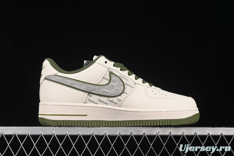 Nike Air Force 1 '07 Low Supreme Collaboration Military Green Multi Swoosh Casual Sneakers - XX3168-148