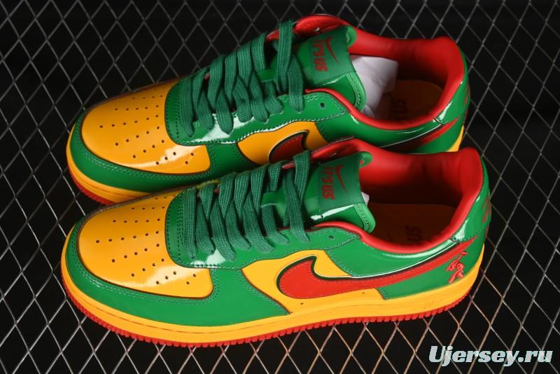 Nike Air Force 1'07 Low Lil Yachty Collaboration Casual Sneakers with Patent Leather and Multicolor Design - IH4383-300