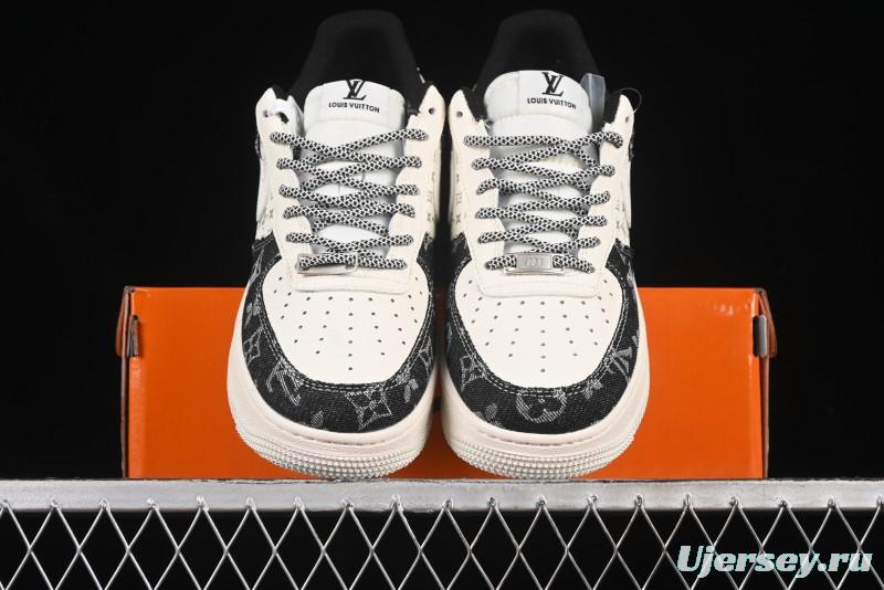Nike Air Force 1 '07 Low LV Collaboration Double Print Denim Casual Sneakers - YX5066-317