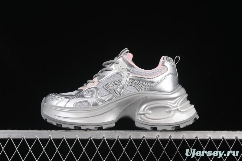 GG-CC 25ss New Platform Chunky Sneakers with 7CM Height Increase and Irregular Design - 668-2 Silver