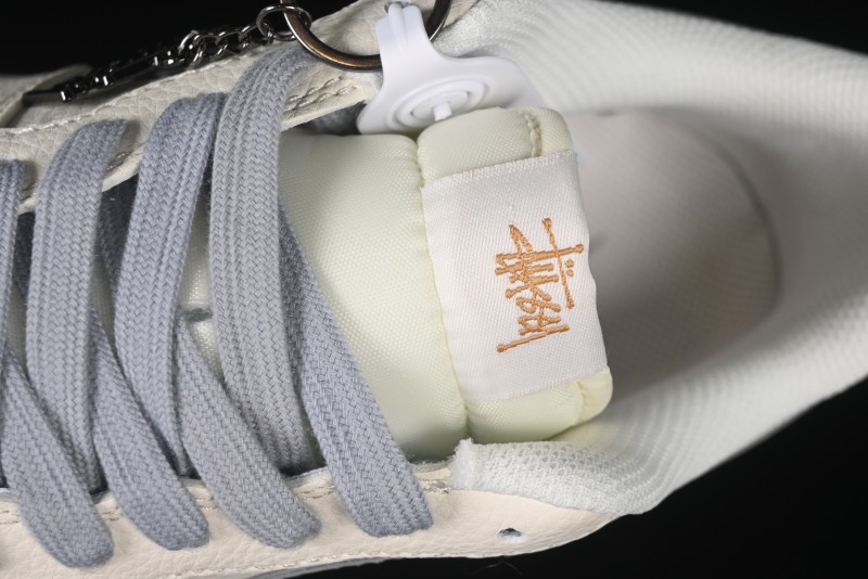 Nike Air Force 1 '07 Low Stussy Collaboration Gold Embroidery Grey Swoosh Casual Sneakers - XX3168-150