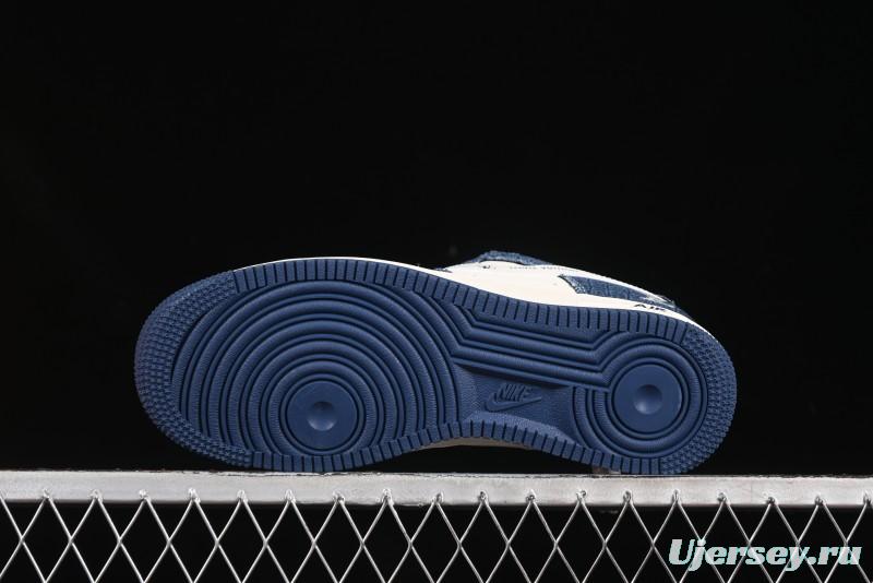Nike Air Force 1'07 Low LV Collaboration Dark Blue Checkerboard Casual Sneakers - XS1958-551