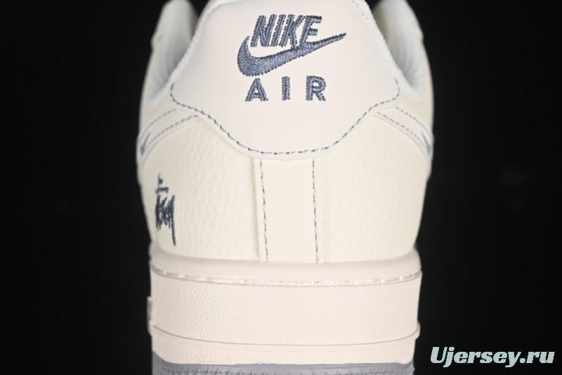 Nike Air Force 1 '07 Low Stussy Collaboration Beige Mini Swoosh Casual Sneakers - HH7518-064