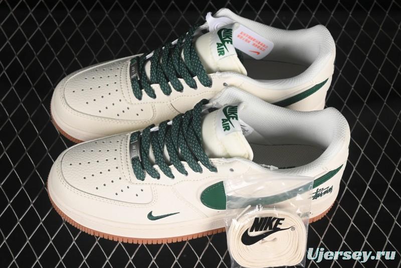 Nike Air Force 1 '07 Low Stussy Collaboration Green Swoosh Gum Sole Casual Sneakers - XX3168-138