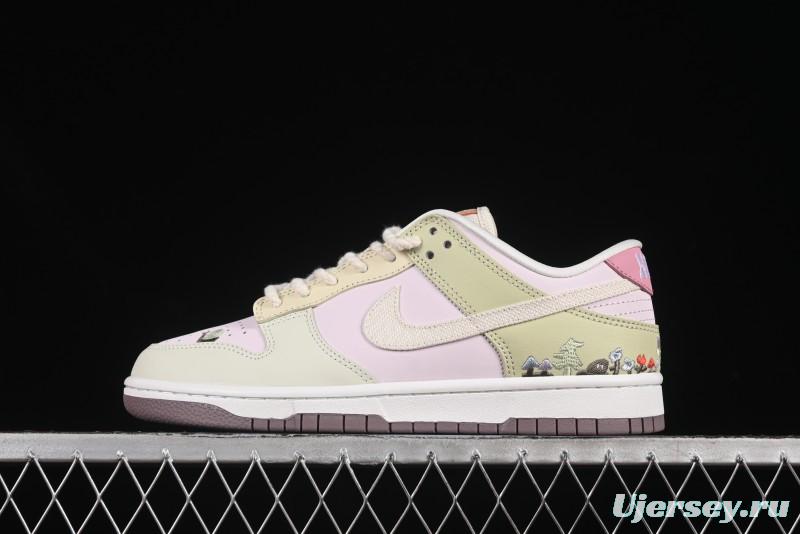 Nike Dunk Low Mushroom Floral-Themed Low-Top Casual Skate Shoes - IB8876-661