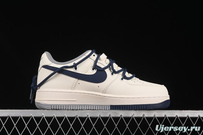 Nike Air Force 1 '07 Low Supreme Collaboration Two-Tone Blue Grey Lace-Up Casual Sneakers - DM6868-068