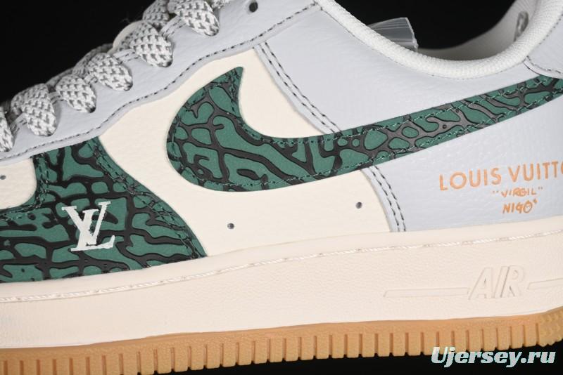 Nike Air Force 1 '07 Low LV Collaboration Green Stone Grain Gum Sole Casual Sneakers - ZH2598-306