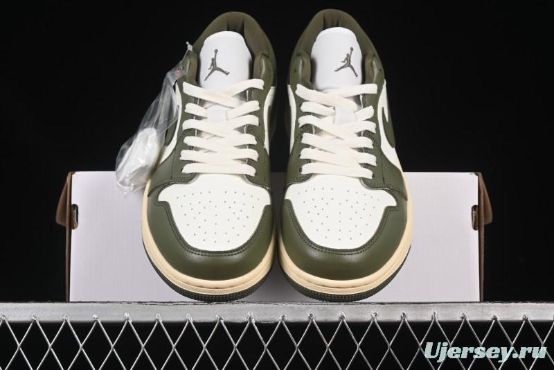 Nike Air Jordan 1 Low AJ1 Military Green White Casual Lifestyle Sneakers - DC0774-122