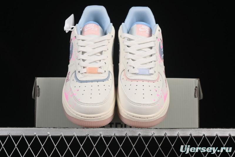 Nike Air Force 1'07 Low Pink and Blue Love Limited Edition Casual Sneakers - CW1574-058