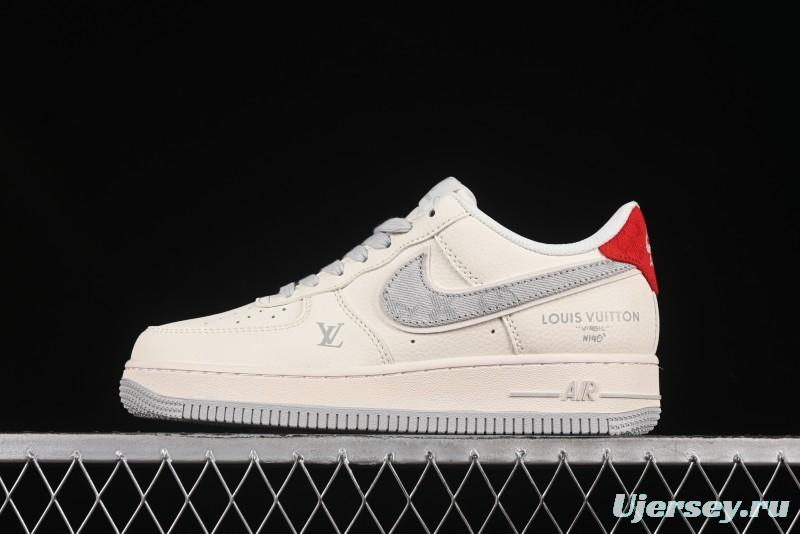 Nike Air Force 1 '07 Low LV Collaboration Grey Denim Swoosh Casual Sneakers - XX3168-135