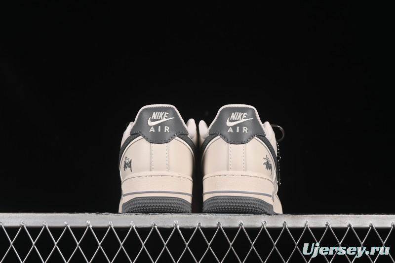 Nike Air Force 1 '07 Low Stussy Collaboration Pig Grey Swoosh Grey Sole Casual Sneakers - XX3168-126