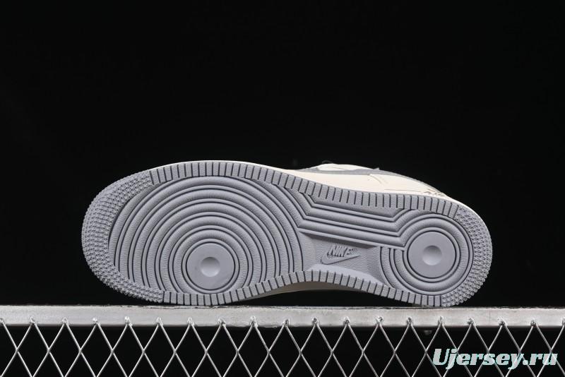 Nike Air Force 1 '07 Low Stussy Collaboration Gold Embroidery Grey Swoosh Casual Sneakers - XX3168-150
