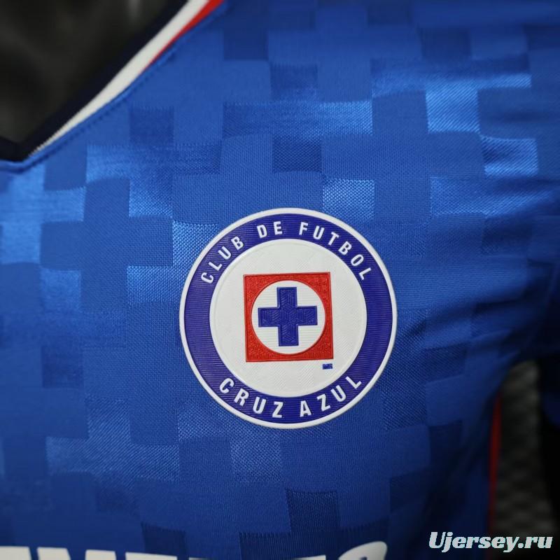 Player Version 25/26 Cruz Azul Home Blue with Digital Pixel Pattern Jersey