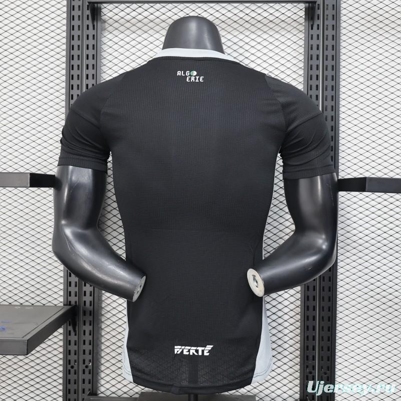 Player Version 2025 Algeria Black with White Arabic Sponsor Jersey