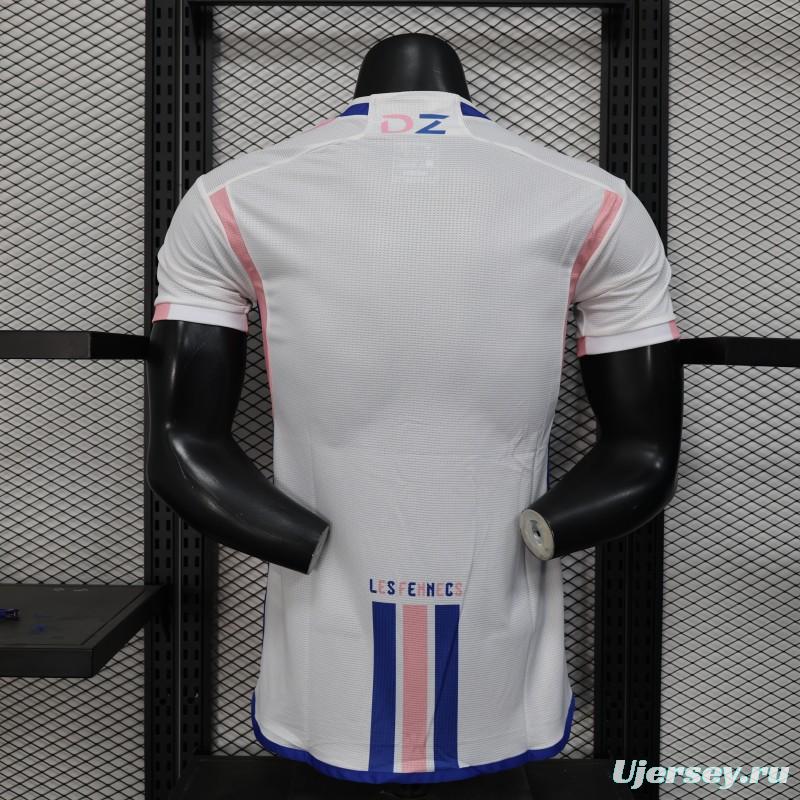 Player Version 2025 Algeria White-Pink with Country Map Design Jersey