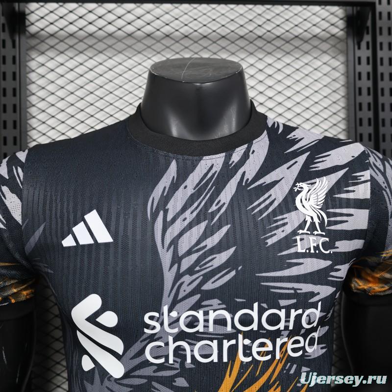 Player Version 25/26 Liverpool Dark Grey with Golden Phoenix Pattern Jersey