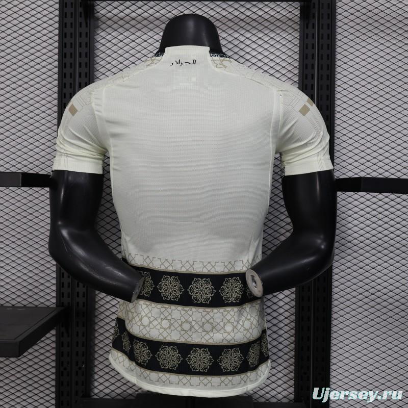 Player Version 2025 Algeria White with Islamic Geometric Pattern Jersey