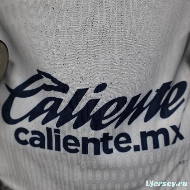 Player Version 25/26 Club America Away White with Navy and Gold Eagle Crest Jersey